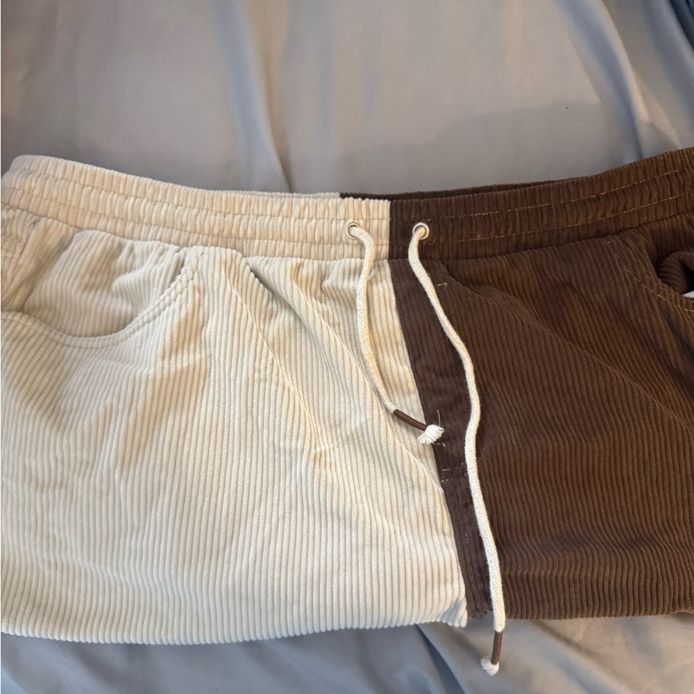 Men Two-Tone Corduroy Pants